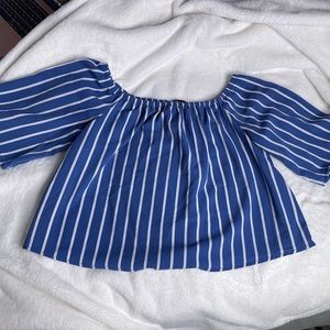 Blue and white pin striped crop top